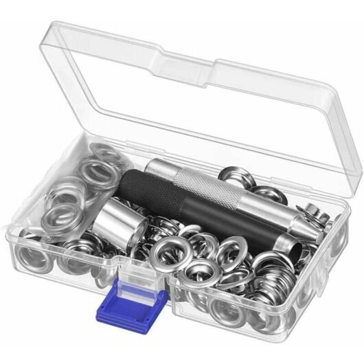 Grommet Eyelet Kit, 12mm Eyelet Kit Metal Tools Grommet Sets 100 Set Eyelet Kit Eyelets for Tarps for Sewing Canvas Tarpaulin Tent Repair, 1/2 Inch
