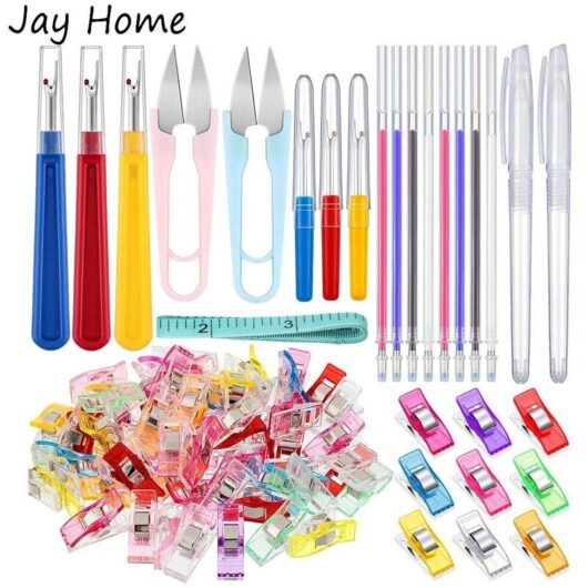 Hand Sewing Tool Set Quilting Sewing Clips & Seam Ripper & Heat Erasable Fabric Marking Pen for Embroidery Sewing