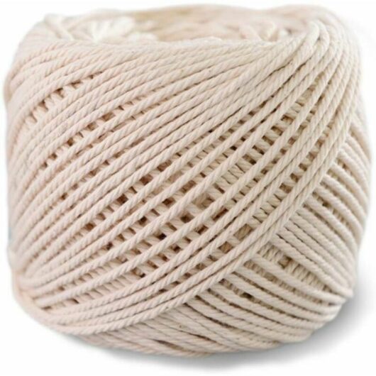 Hoopzi - Macrame yarn 4 ply natural cotton yarn (3mm x 100m), soft cotton rope, cotton cord for diy, plant hangers, wall hanging, knitting,