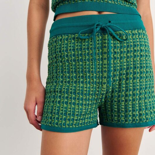 Jag Pure Cotton Textured Knitted Shorts Green