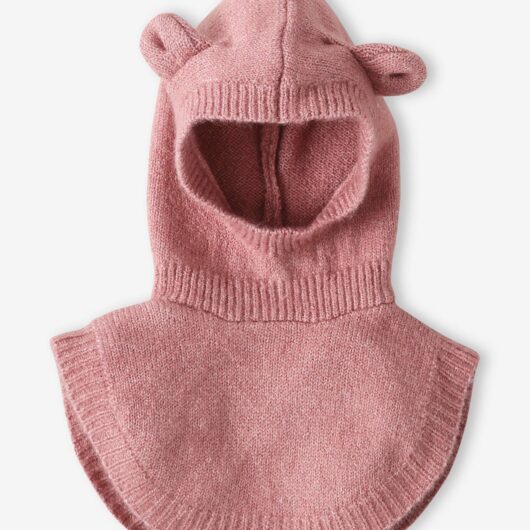 Jersey Knit Hood with Bib for Baby Girls pale pink