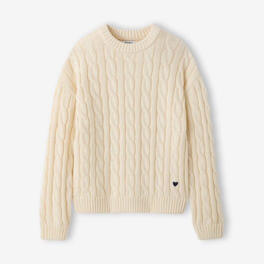 Jonen girl's cable knit jumper vanilla