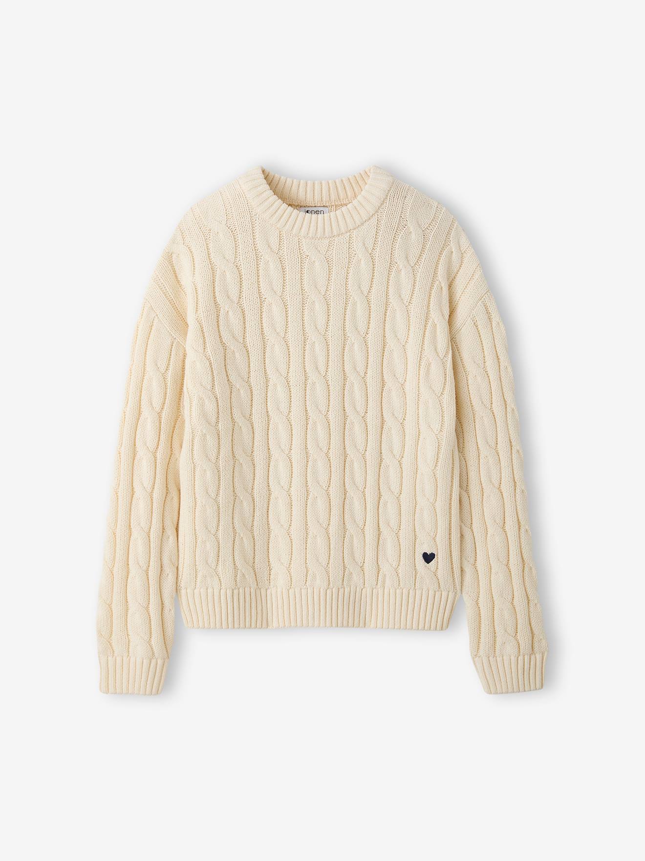 Jonen girl's cable knit jumper vanilla