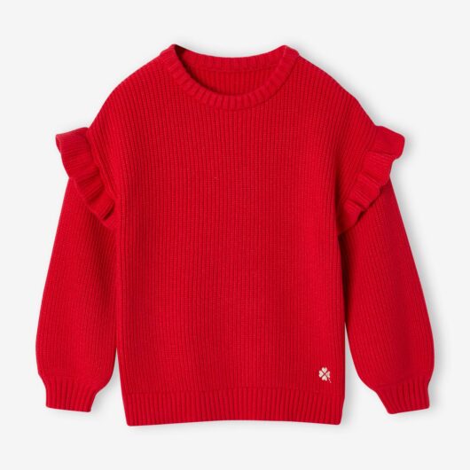 Jumper with Ruffled Sleeves for Girls red