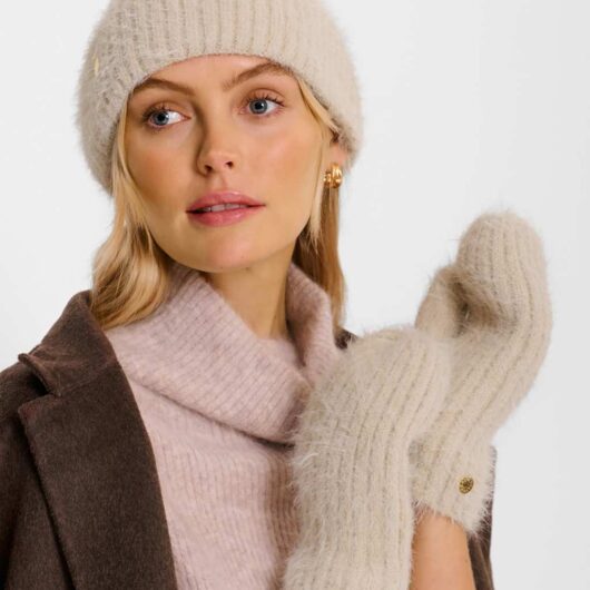 Katie Loxton Knitted Hat & Gloves Gift Set Taupe