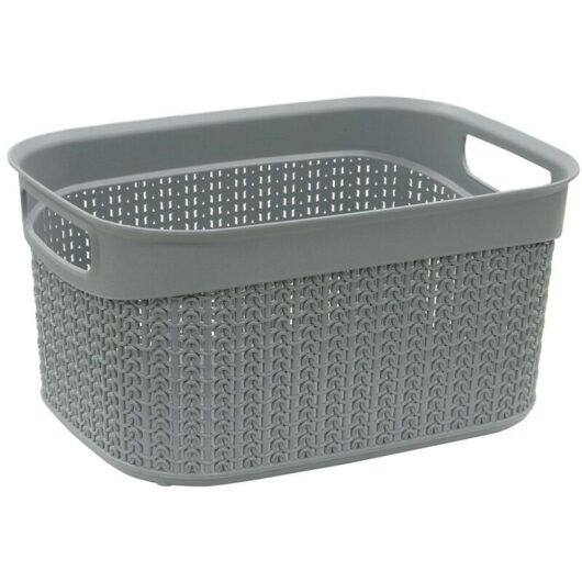Knit Design Loop Plastic Storage Basket, Grey