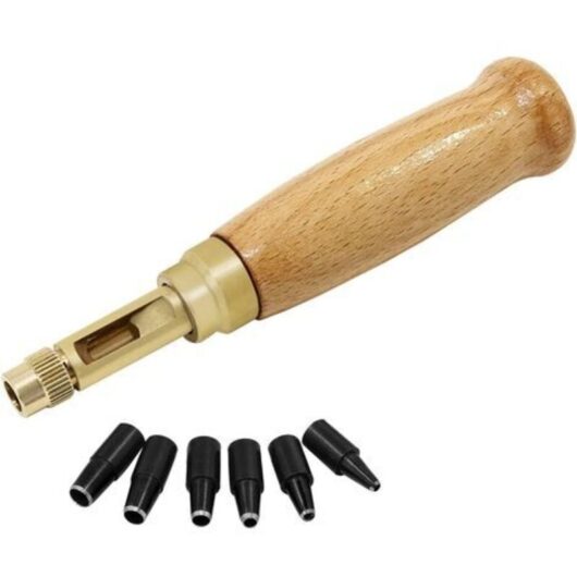 Leather Screw Hole Punch - 6 Points - 1.5-4mm - Replaceable for Sewing, Leather, Paper
