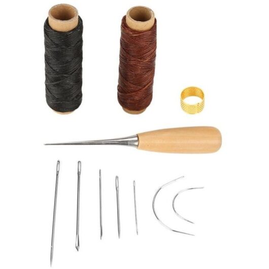 Leather Sewing Tools Repair Kit, Leather Sewing Kit - Includes Awl, Rod, Waxed Thread and Needle - For