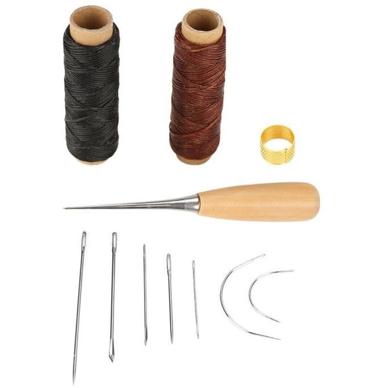 Leather Sewing Tools Repair Kit, Leather Sewing Kit - Includes Awl, Rod, Waxed Thread and Needle - For