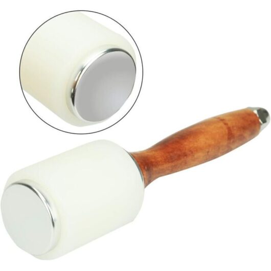 Leathercraft leather hammer, cowhide leather mallet for sewing, wooden mallet for DIY leathercraft with wooden handle, leather cutting hammer