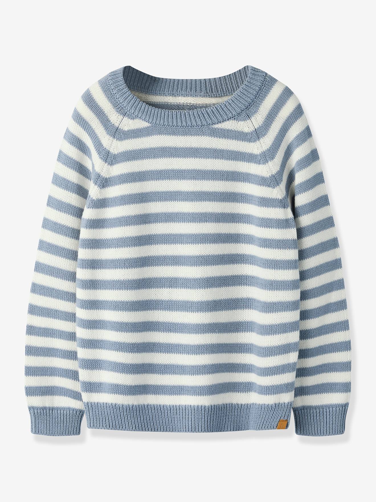 Lil' Atelier MINI striped knitted jumper for boys ecru