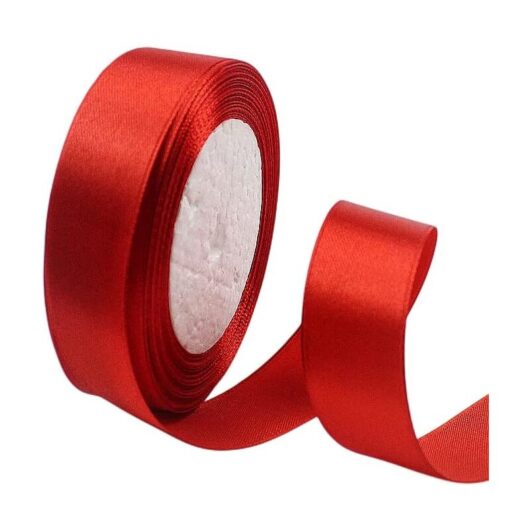 Linghhang - Red Pack of 2 Satin Ribbon 20mm x 22m, Gift Ribbon, Sewing Ribbon, Silk Satin Ribbon for Wedding Decoration, Home Decoration Crafts,
