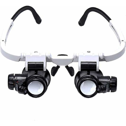 Magnifying Glasses - 2 LED Lights - Binocular Magnifier - Magnifying Lamp for Watchmakers, Reading, Jewelers, Sewing - 8X-15X-23X
