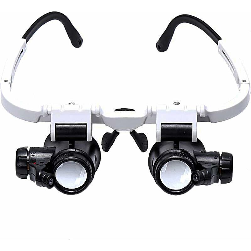 Magnifying Glasses - 2 LED Lights - Binocular Magnifier - Magnifying Lamp for Watchmakers, Reading, Jewelers, Sewing - 8X-15X-23X