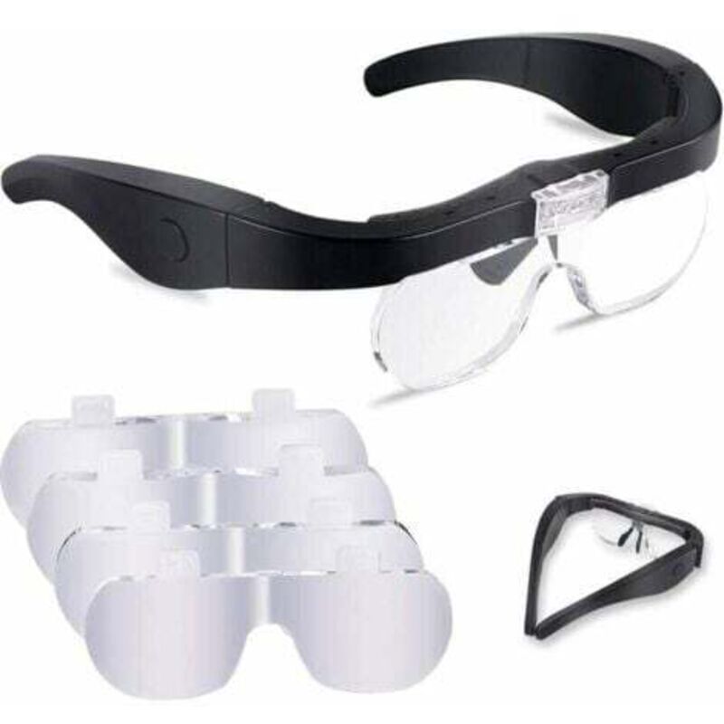 Magnifying glass with 2 LEDs and 4 removable lenses for reading, jewelry making, sewing, and DIY