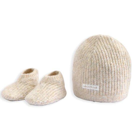 Mamas & Papas 2pc Waffle Knit Hat and Booties Set (0-6 Mths) Oatmeal Mix