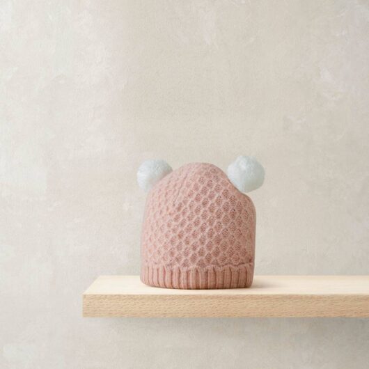 Mamas & Papas Kids' Double Pom Pom Knitted Winter Hat (0-12 Mths) Pink