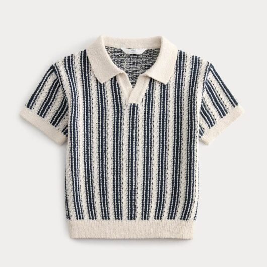 M&S Cotton Rich Striped Knitted Top (2-10 Yrs) Navy Mix