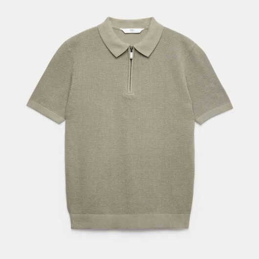 M&S Pure Cotton Knitted Polo Shirt (6-16 Yrs) Khaki