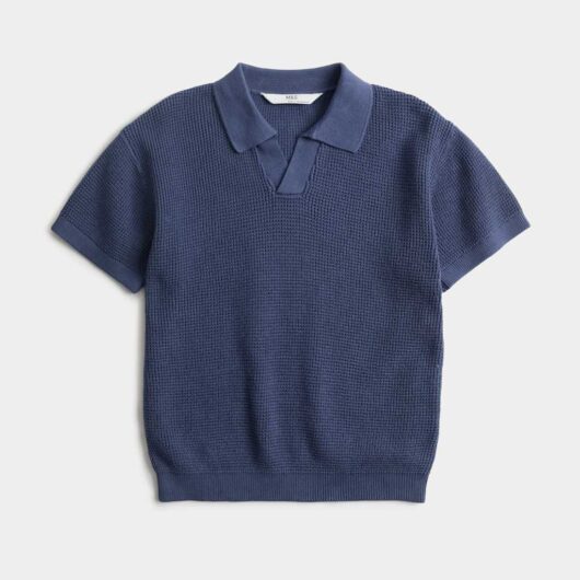 M&S Pure Cotton Knitted Top (2-8 Yrs) Blue