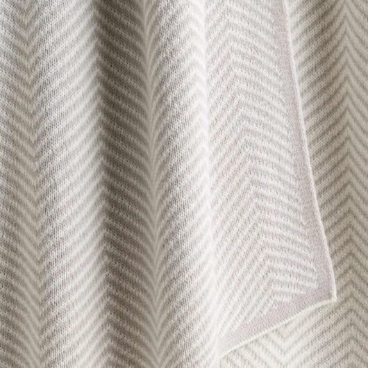 M&S X Kelly Hoppen Pure Cotton Chevron Knitted Throw Taupe Mix