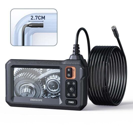 [NEVER USED] Industrial endoscopic inspection camera, 4.3" IPS endoscopic sewer camera, IP67 waterproof snake camera with 8 LED lights, 5m semi-rigid