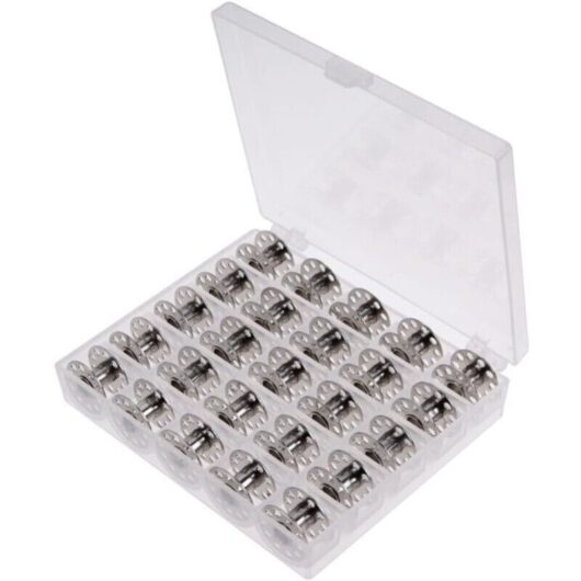 [NEVER USED] Metal bobbins with case for standard domestic sewing machines Brother Singer Bernina Pfaff Elna Babylock Kenmore Juki..