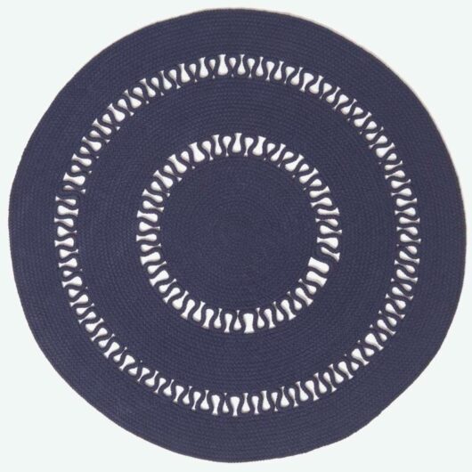 Navy Crochet Braided Rug 70cm Round - Homescapes
