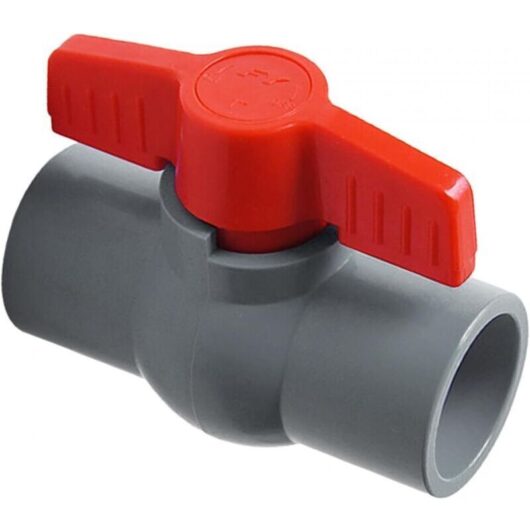 PVC Ball Valve, Compact Two-Way T-Position Valve for Sewer Pipe Flow Control, Grey 32mm