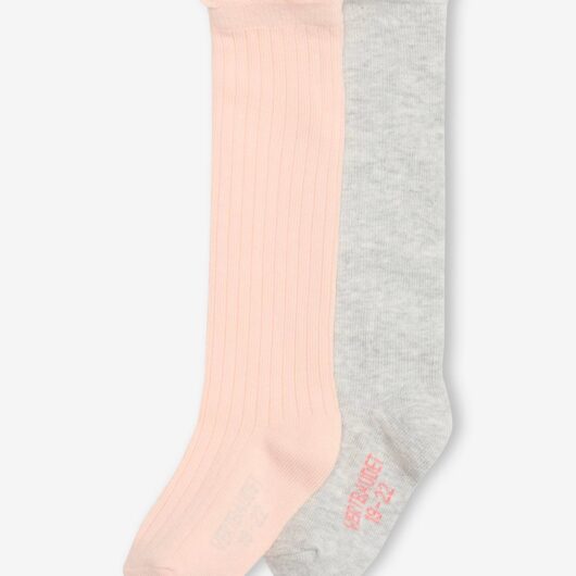 Pack of 2 Pairs of Knee-High Socks for Babies rosy