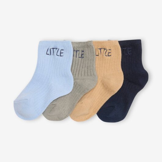 Pack of 4 Pairs of "Little" Socks for Babies navy blue
