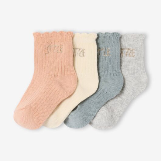 Pack of 4 Pairs of "Little" Socks for Babies pale pink