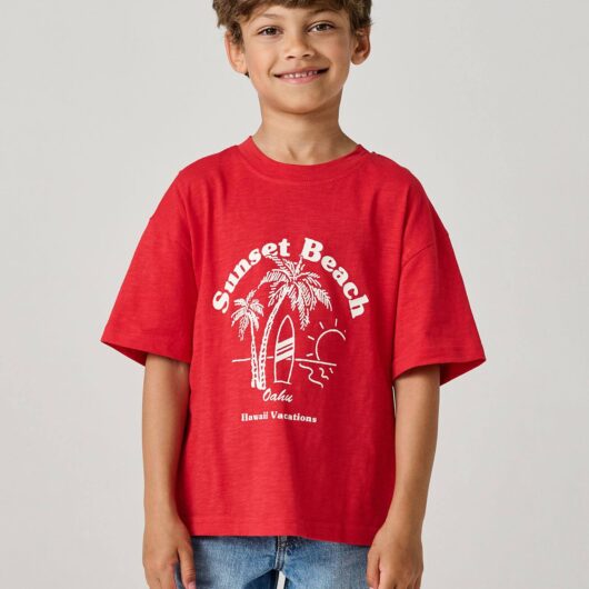 Printed boy's t-shirt red