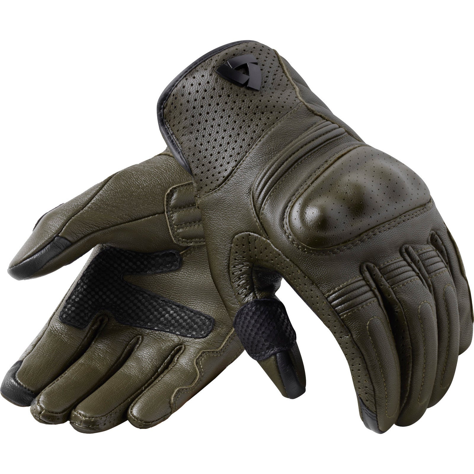 Rev It Monster 3 Leather Motorcycle Gloves S Dark Green