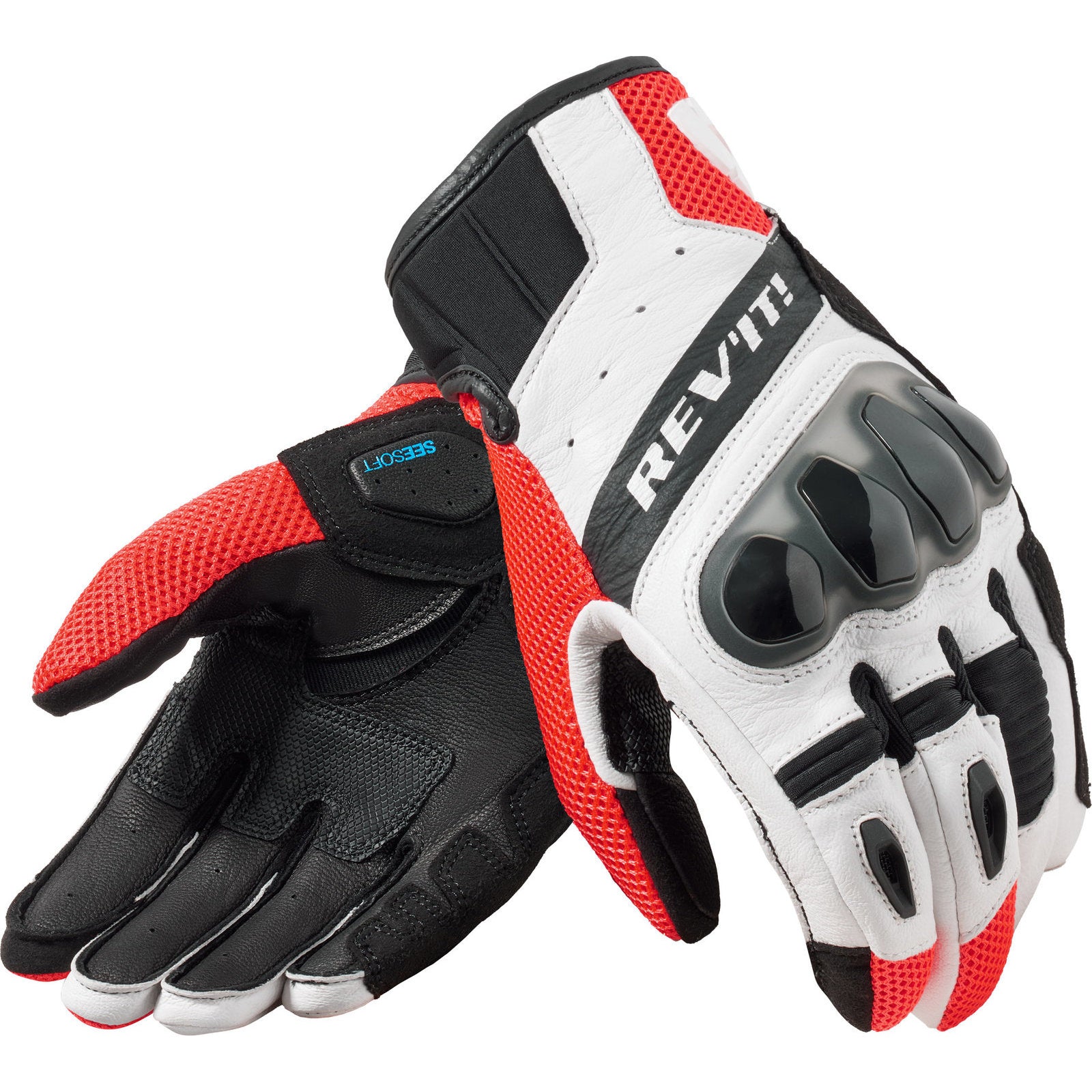 Rev It Ritmo Leather Motorcycle Gloves 3XL Black Neon Red