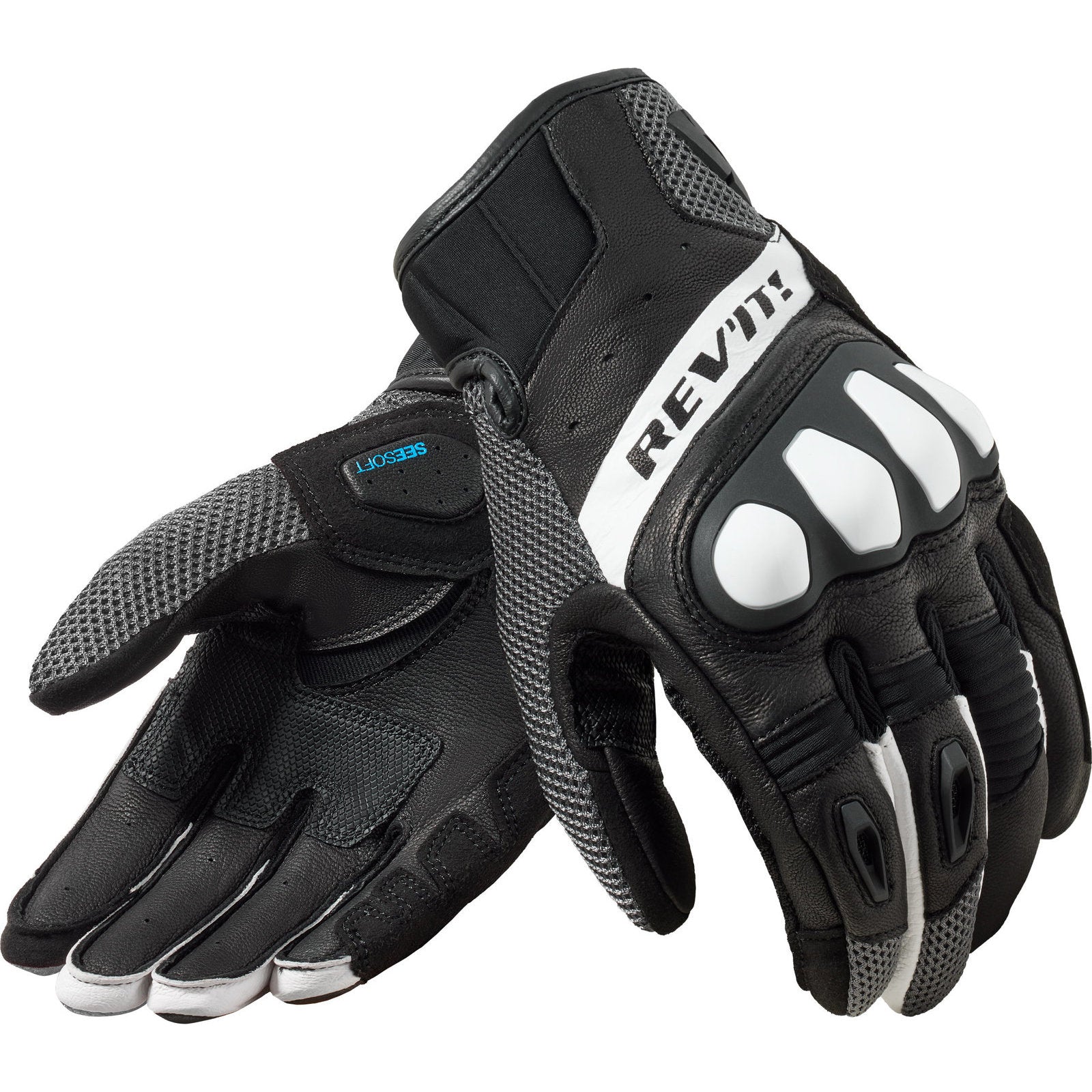 Rev It Ritmo Leather Motorcycle Gloves M Black Grey