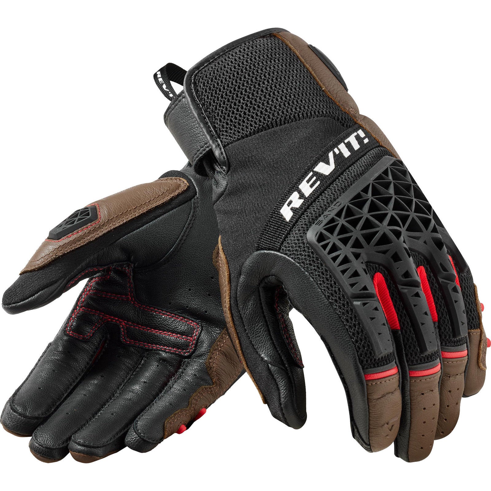 Rev It Sand 4 Leather Motorcycle Gloves XL Brown Black