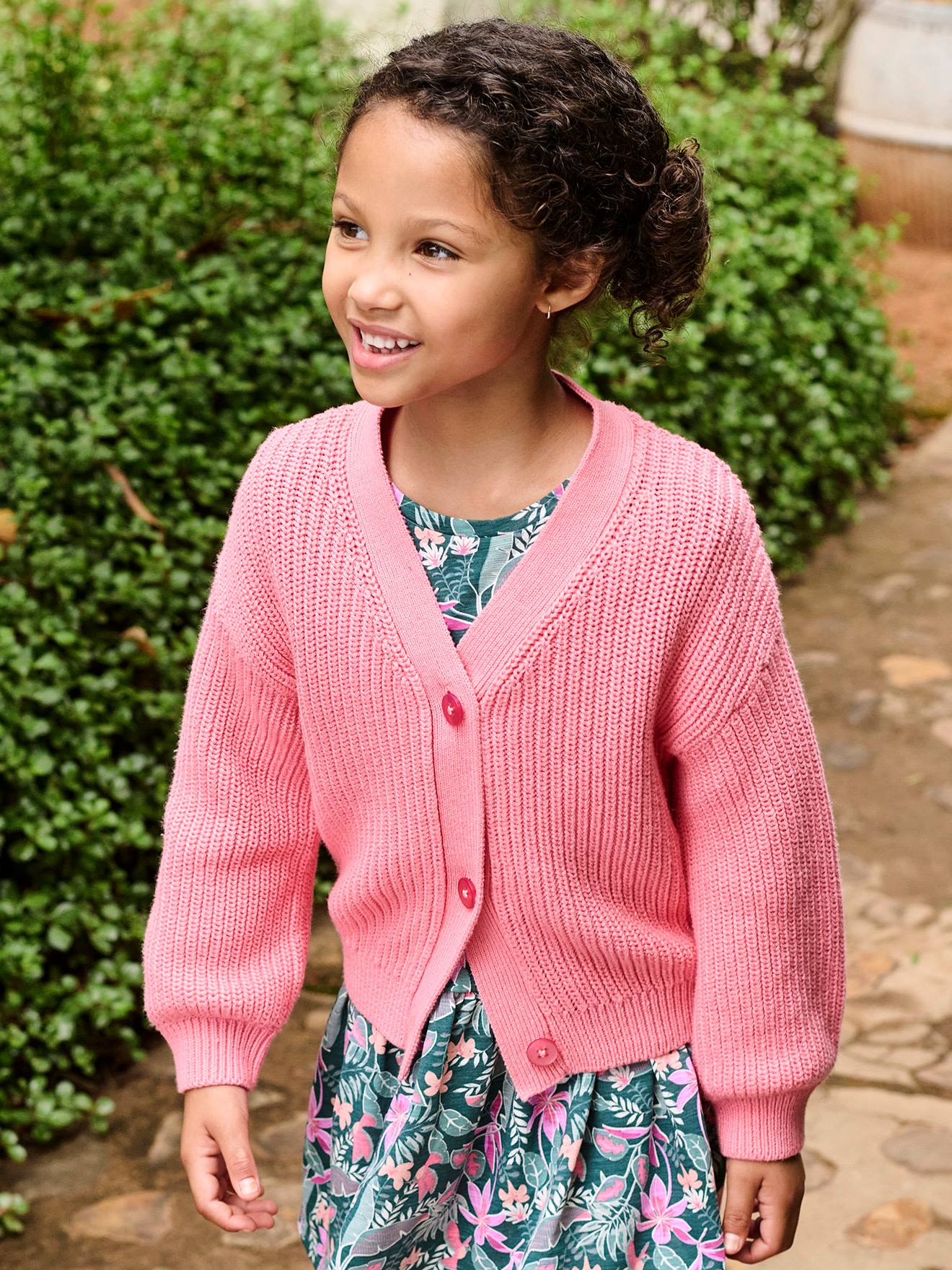 Rib Knit Cardigan for Girls rose