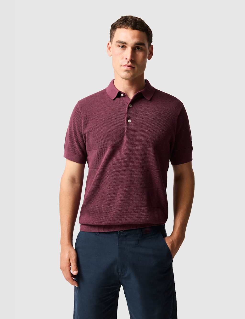 Rodd & Gunn Masons Pure Cotton Flat Knitted Polo Shirt Dark Red