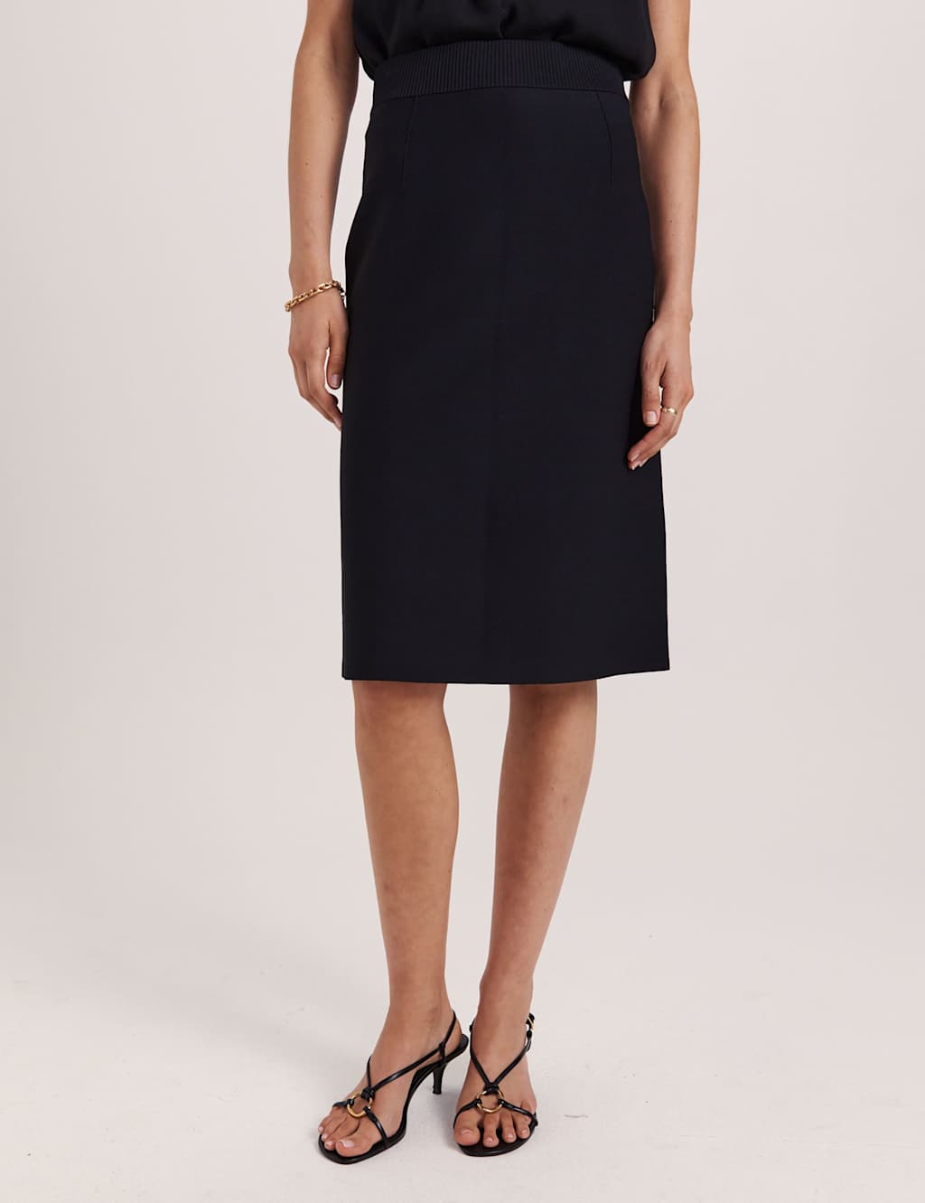 SABA Knitted Knee Length Skirt Black