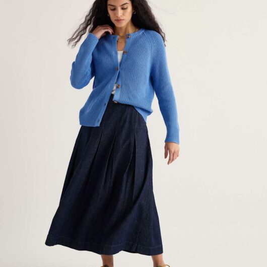 Seasalt Cornwall Pure Cotton Textured Relaxed Cardigan Light Blue