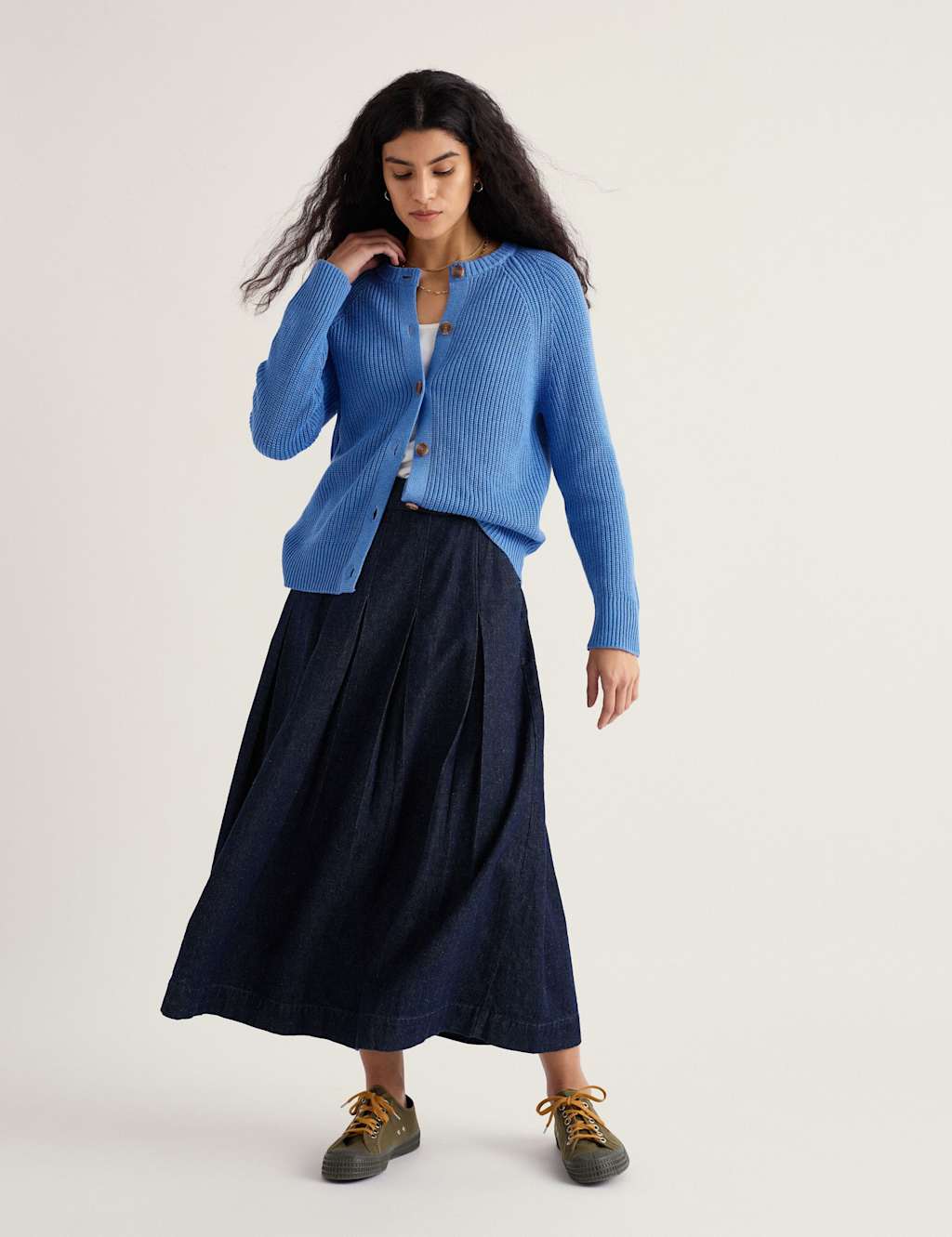 Seasalt Cornwall Pure Cotton Textured Relaxed Cardigan Light Blue