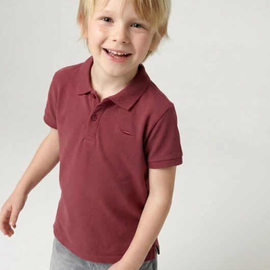 Short Sleeve Polo Shirt, Embroidery on the Chest, for Boys terracotta