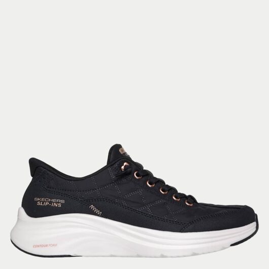 Skechers Knitted Lace Up Eyelet Detail Trainers Black Mix
