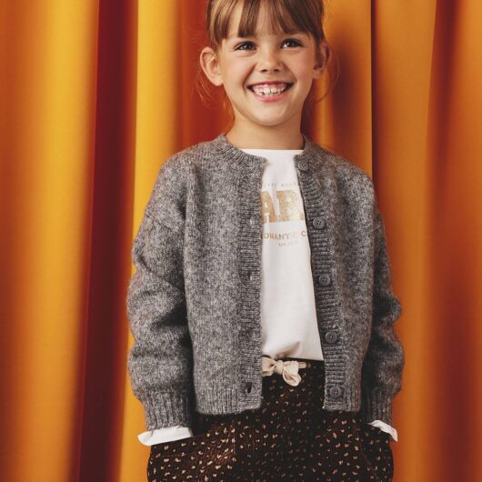Soft Knit Cardigan for Girls marl grey