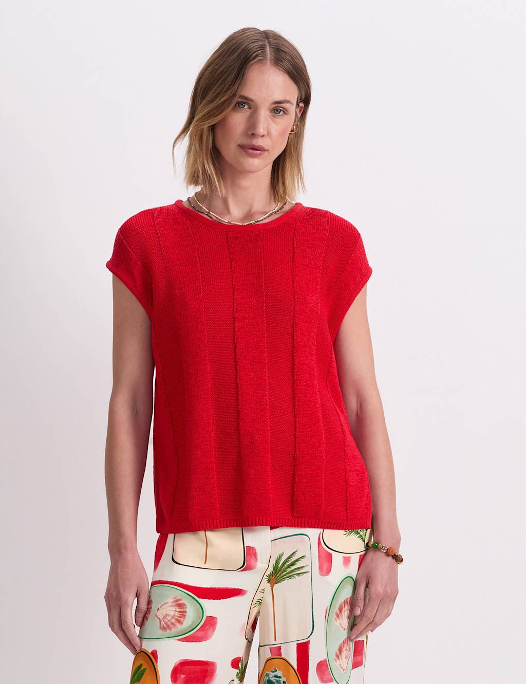 Sportscraft Cotton Blend Knitted Vest Red
