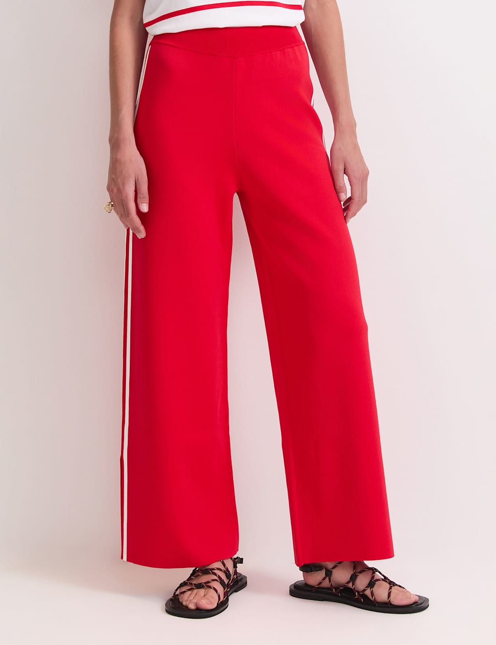 Sportscraft Knitted Side Stripe Joggers Red