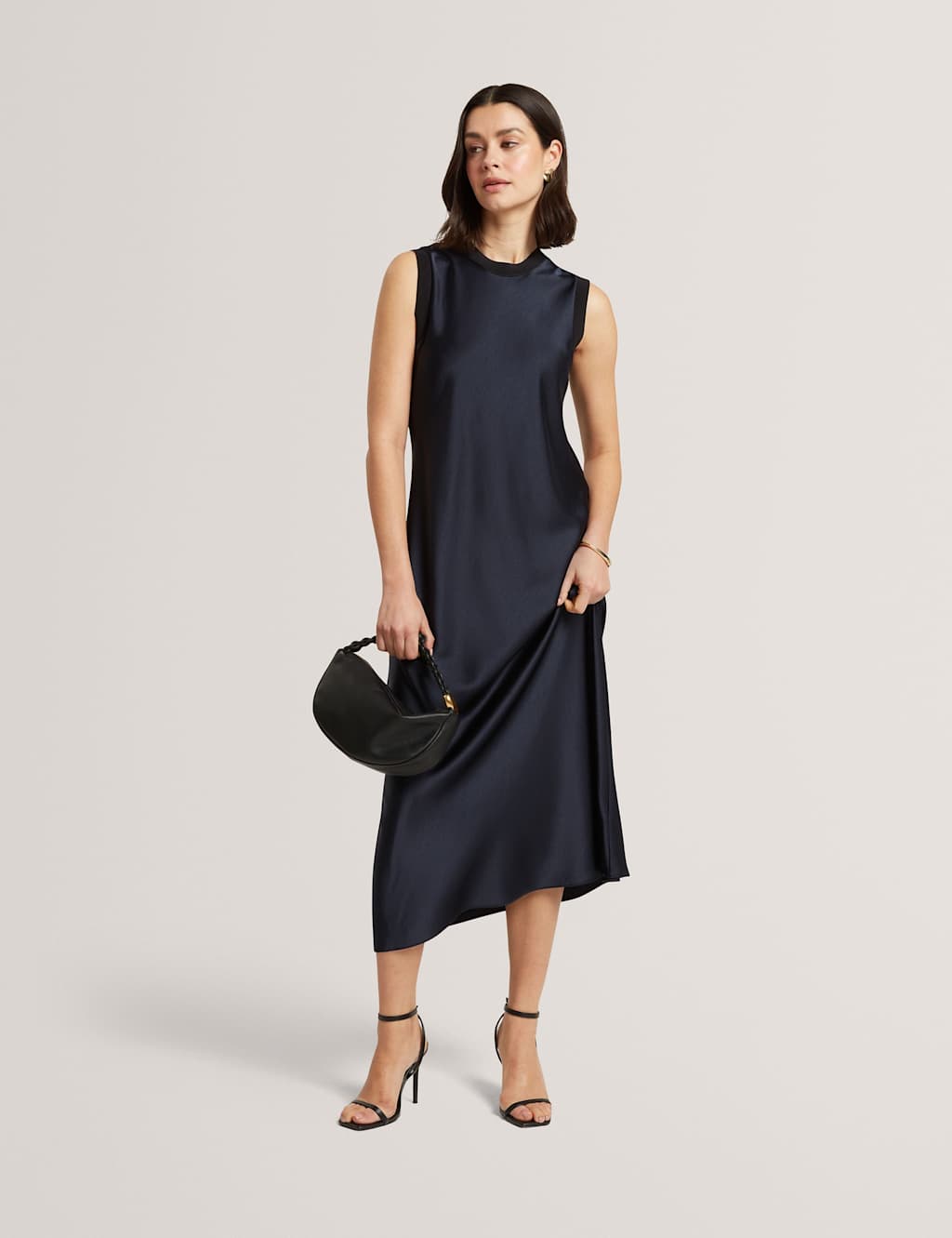 Ted Baker Knitted Back Maxi Slip Dress Navy