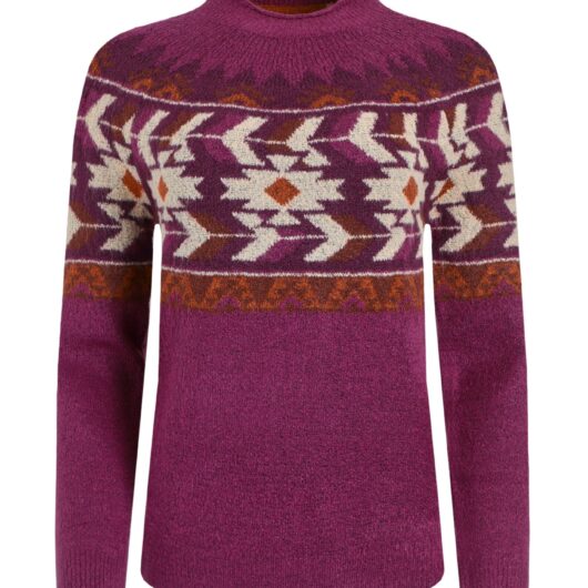 Weird Fish Arelia Ikat Knitted Jumper Purple Wine Size 10