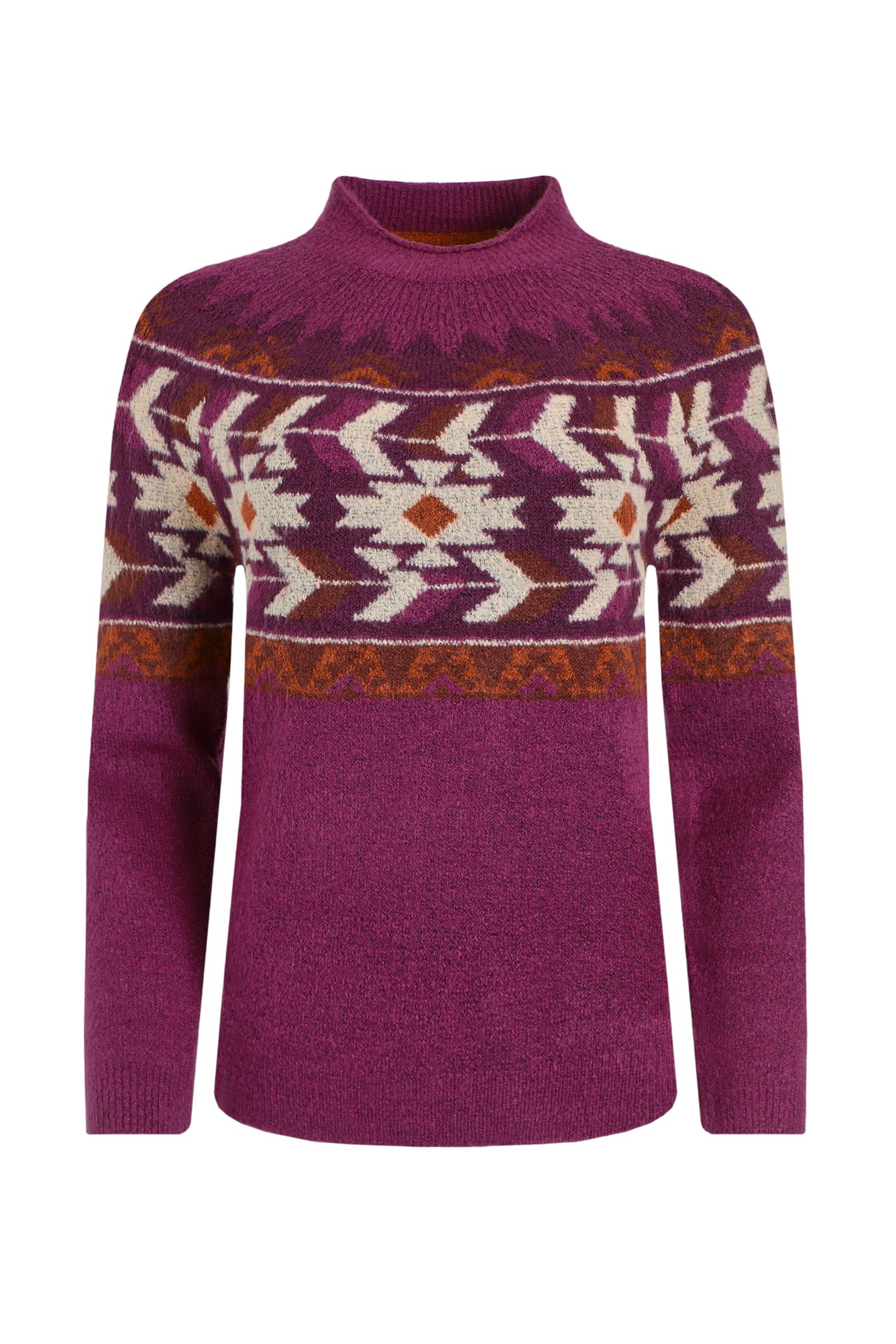 Weird Fish Arelia Ikat Knitted Jumper Purple Wine Size 10